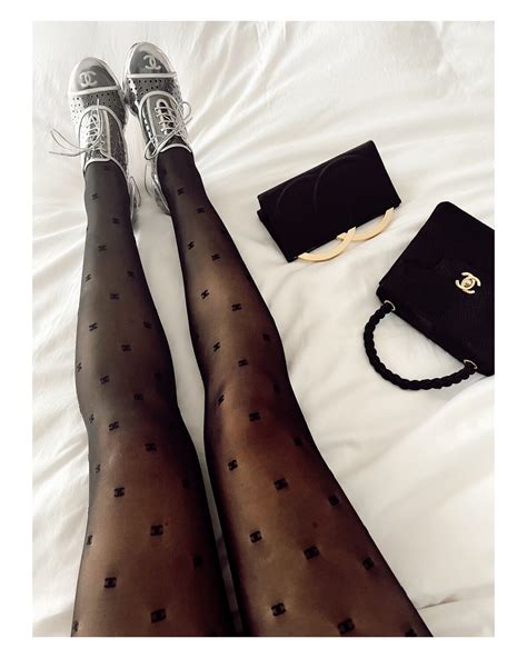 chanel leggings with logo|chanel tights with logo.